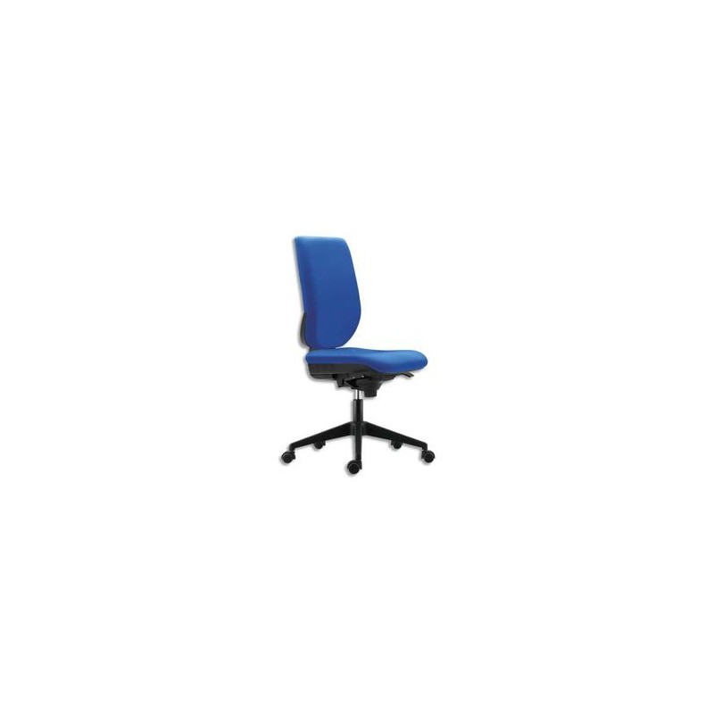 Siège Tertio dossier et assise tissu bleu, à mécanisme synchrone, piétement nylon, sans accotoirs Siège Tertio dossier et assise tissu bleu, à mécanisme synchrone, piétement nylon, sans accotoirs
