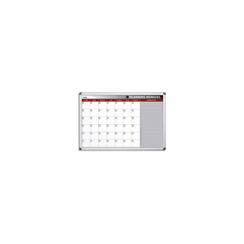 BI-OFFICE Planning Bi-Office mensuel perpétuel magnétique - Dim. L90 x H60 cm blanc/gris BI-OFFICE Planning Bi-Office mensuel perpétuel magnétique - Dim. L90 x H60 cm blanc/gris