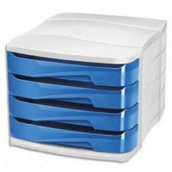 CEP Module de classement GLOSS 4 tiroirs - Dimensions L29,2 x H24,6 x P38,6 cm. Coloris bleu océan