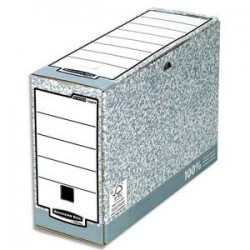 BANKERS BOX Boîte archives dos 10cm SYSTEM, montage automatique, carton recyclé gris/blanc