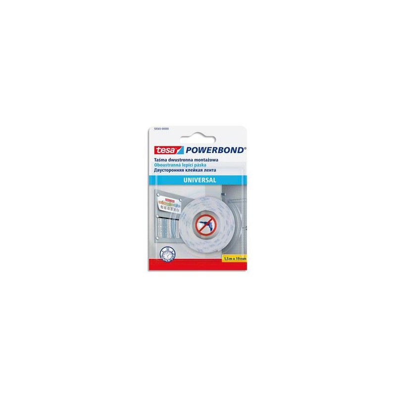 TESA adhésif de fixation double-face universel 19 mm x 1,5 m TESA adhésif de fixation double-face universel 19 mm x 1,5 m