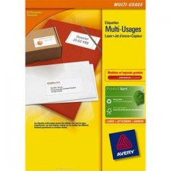 AVERY Boite de1600 étiquettes blanches multi usages 105x35mm - pour laser. jet d'encre et copieur
