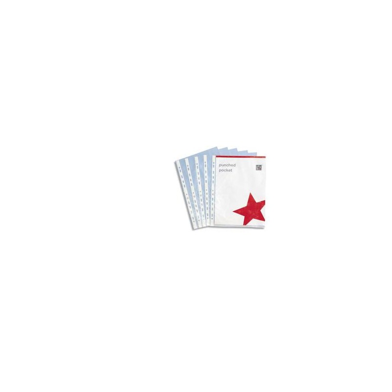 5 ETOILES Sachet de 50 pochettes perforées en polypropylène 8/100e grainé, perforation 11 trous 5 ETOILES Sachet de 50 pochettes perforées en polypropylène 8/100e grainé, perforation 11 trous