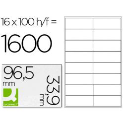 Étiquette adhésive q-connect 9 6.5x33.9mm coins droits imprimante jet encre laser copieur boîte 100f 1600u