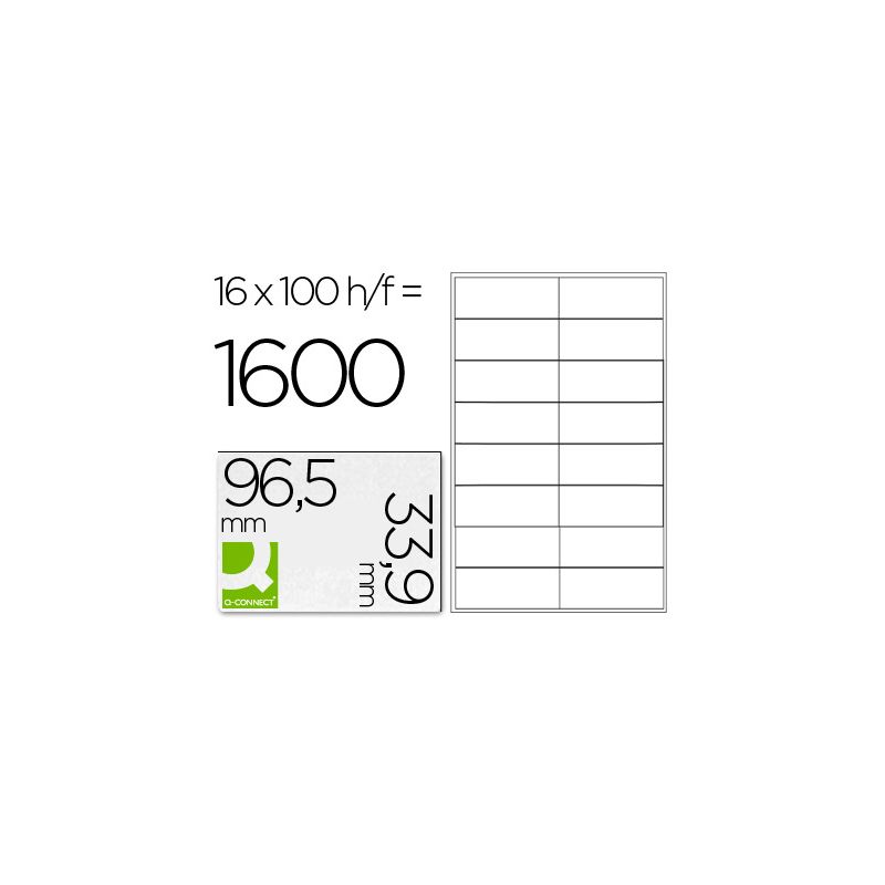 Étiquette adhésive q-connect 9 6.5x33.9mm coins droits imprimante jet encre laser copieur boîte 100f 1600u Étiquette adhésive q-connect 9 6.5x33.9mm coins droits imprimante jet encre laser copieur boîte 100f 1600u