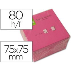 BLOC NOTES Q-CONNECT QUICK NOTES NÉON 75X75MM 80F REPOSITIONNABLES COLORIS ROSE VIF