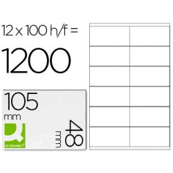Étiquette adhésive q-connect 105x48mm coins droits imprimante jet d'encre laser copieur boîte 100 feuilles 1200 unités