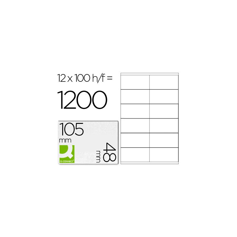 Étiquette adhésive q-connect 105x48mm coins droits imprimante jet d'encre laser copieur boîte 100 feuilles 1200 unités Étiquette adhésive q-connect 105x48mm coins droits imprimante jet d'encre laser copieur boîte 100 feuilles 1200 unités