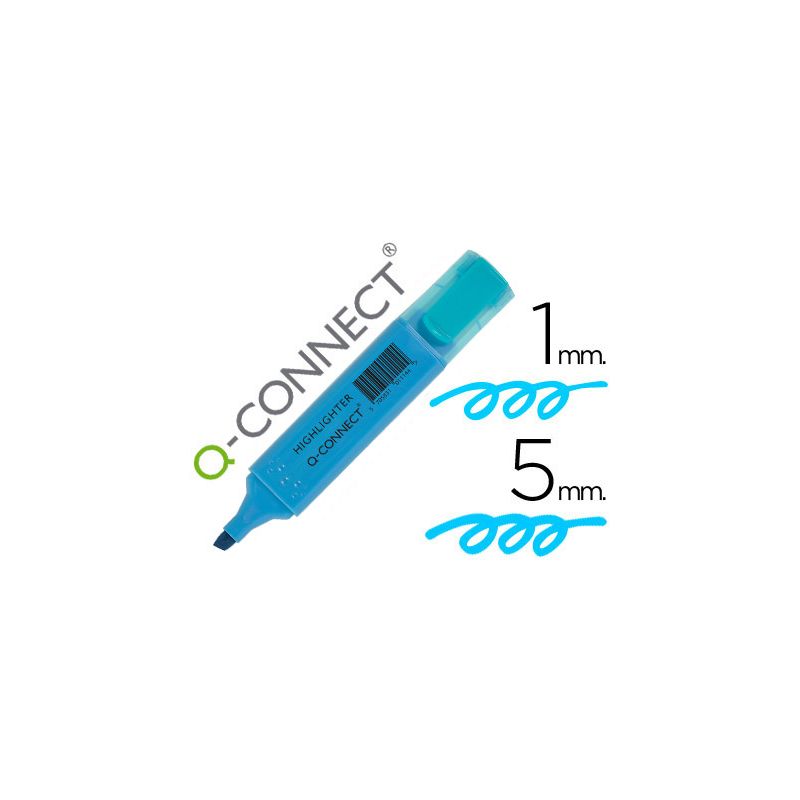 Surligneur q-connect tracé 2/5 mm pointe biseautée couleurs éclatantes bleu Surligneur q-connect tracé 2/5 mm pointe biseautée couleurs éclatantes bleu