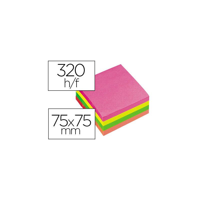 Bloc-notes q-connect cube quick notes 75x75mm 320f repositionnables sans traces coloris néon Bloc-notes q-connect cube quick notes 75x75mm 320f repositionnables sans traces coloris néon