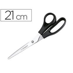 Ciseaux bureau q-connect économique gaucher lames inox 210mm branches gainées abs bouts pointus coloris noir