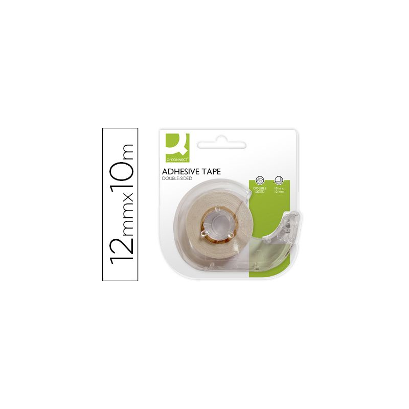 Ruban adhésif q-connect double face 10mx12mm avec dévidoir Ruban adhésif q-connect double face 10mx12mm avec dévidoir