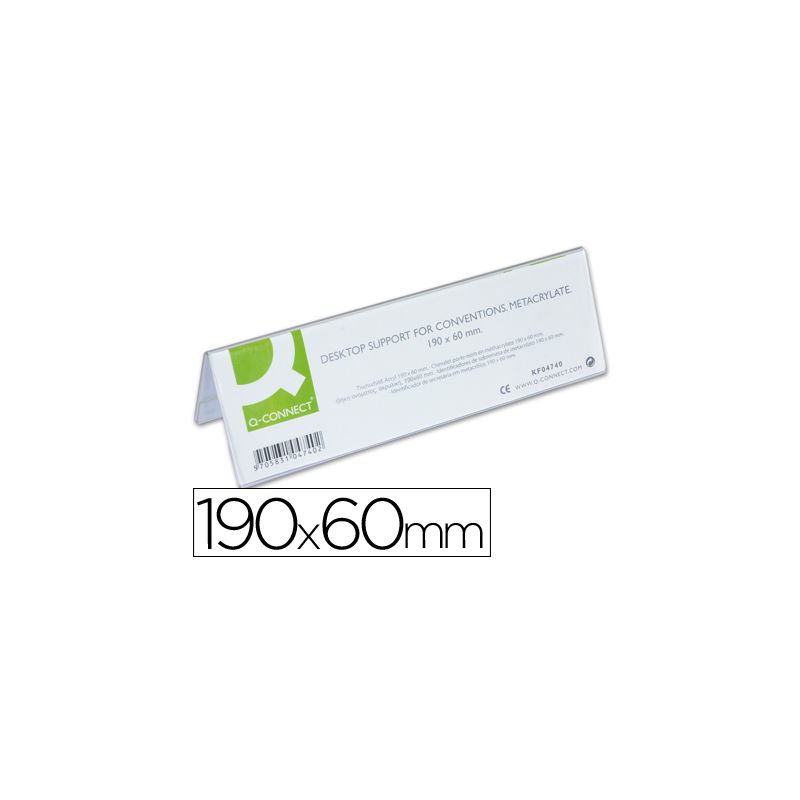 Chevalet q-connect porte-noms méthacrylate idéal système identification 190x60mm Chevalet q-connect porte-noms méthacrylate idéal système identification 190x60mm