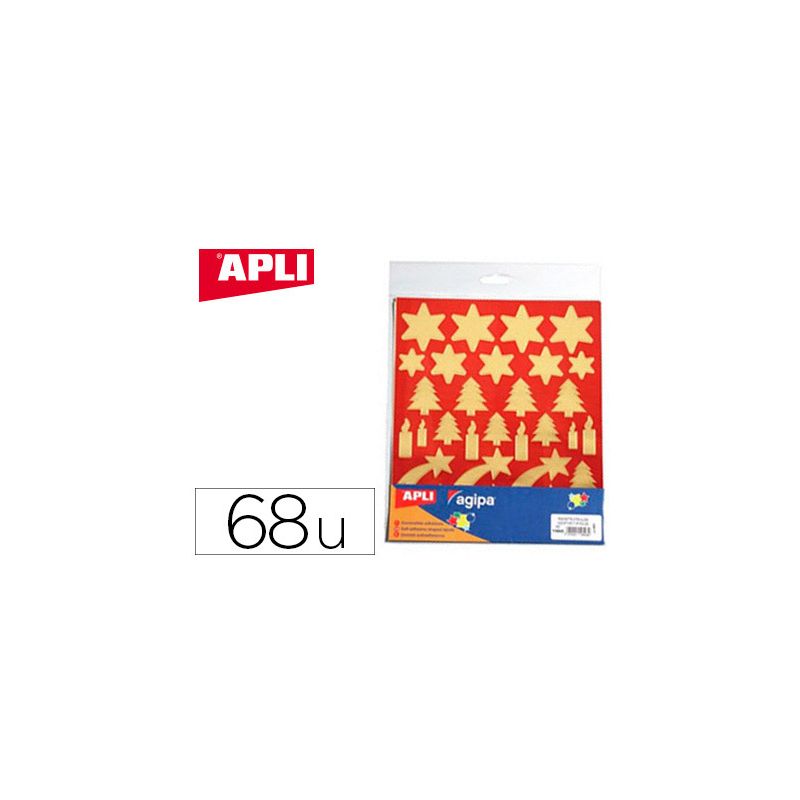 Gommette noël apli agipa coloris or fond rouge pochette 68 unités Gommette noël apli agipa coloris or fond rouge pochette 68 unités