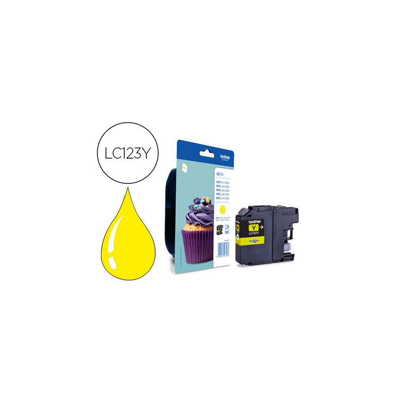 Cartouche brother jet d'encre LC123Y couleur jaune 600p Cartouche brother jet d'encre LC123Y couleur jaune 600p