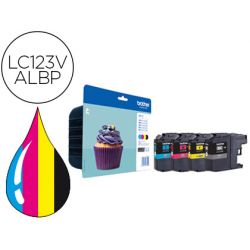 Cartouche brother jet d'encre LC123VALBP pack 4 encres noir/cyan/magenta/jaune