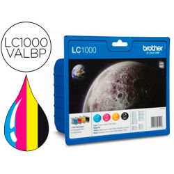 BROTHER Paquet de 4 cartouches 1 Noire + 1 Cyan + 1 Magenta + 1 Jaune LC1000VALBP