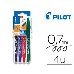 PILOT Evolutive Set de 4 rollers FriXion Ball pointe moyenne 0,7mm. Assortis Noir, Bleu, Rouge, Vert