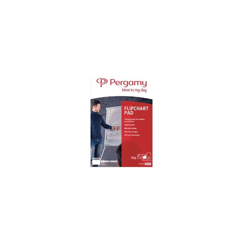PERGAMY Recharge papier pour chevalets, Rouleau de 50 feuilles 70g Blanches Unies, Format L65 x H98 cm PERGAMY Recharge papier pour chevalets, Rouleau de 50 feuilles 70g Blanches Unies, Format L65 x H98 cm