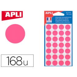 Pastille adhésive apli agipa diamètre 15mm permanente coloris rose pochette 168 unités