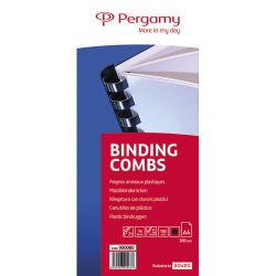 PERGAMY Boîte de 100 peignes anneaux plastiques 14mm Noir 900080