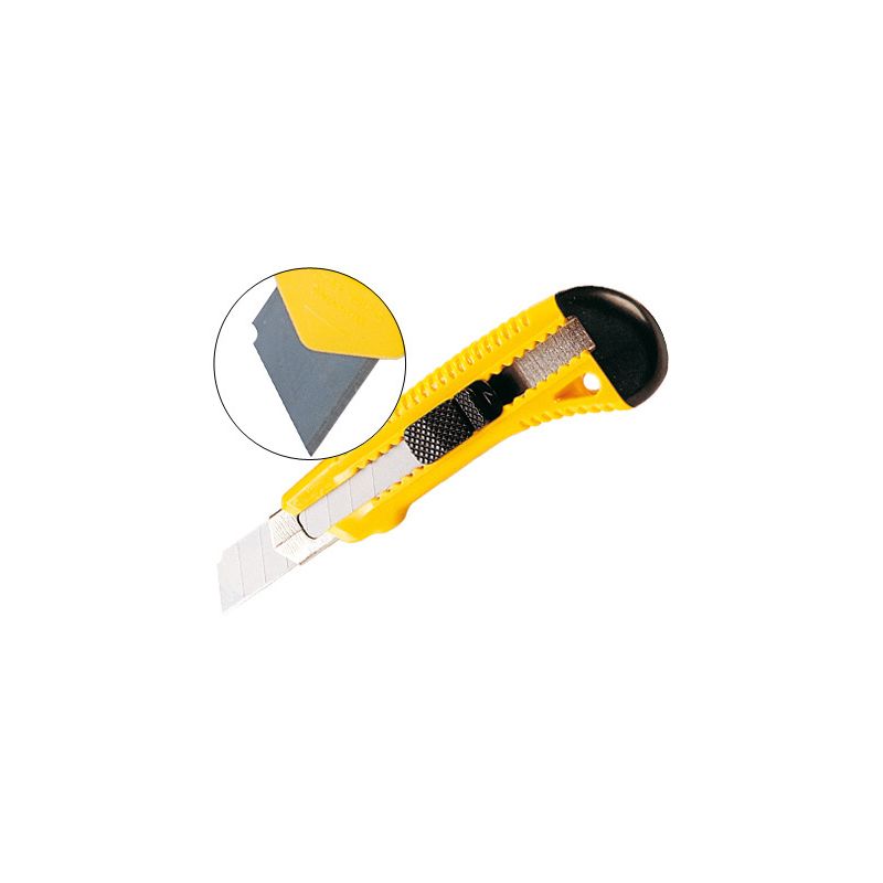 Cutter q-connect plastique large rétractable lame 18mm spécial emballage carton blister Cutter q-connect plastique large rétractable lame 18mm spécial emballage carton blister