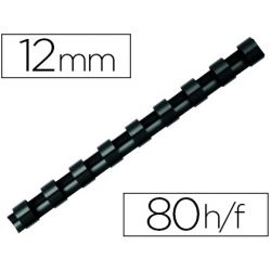 Anneau plastique à relier q-connect capacité 80f 12mm diamètre coloris noir boîte 100 unités.