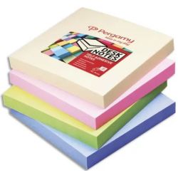 PERGAMY Bloc de 100 feuilles repositionnables dimensions 7,6x7,6cm. Coloris assortis pastel