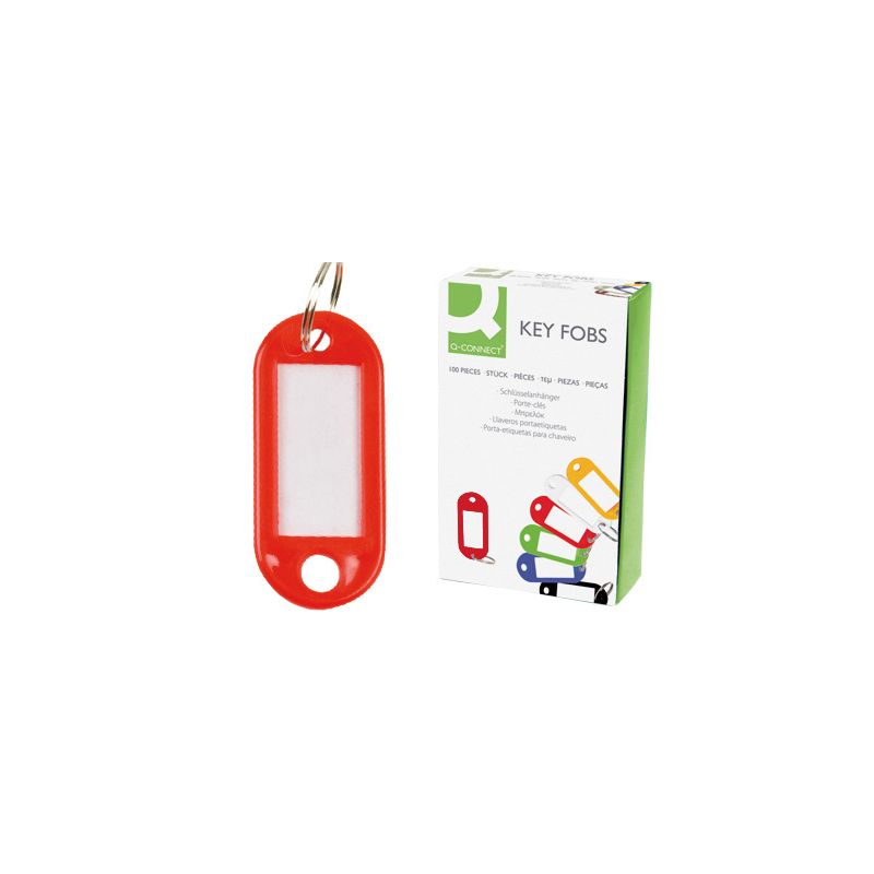 Porte-clés q-connect porte-étiquette plastique 50x22mm coloris rouge présentoir 100 unités. Porte-clés q-connect porte-étiquette plastique 50x22mm coloris rouge présentoir 100 unités.