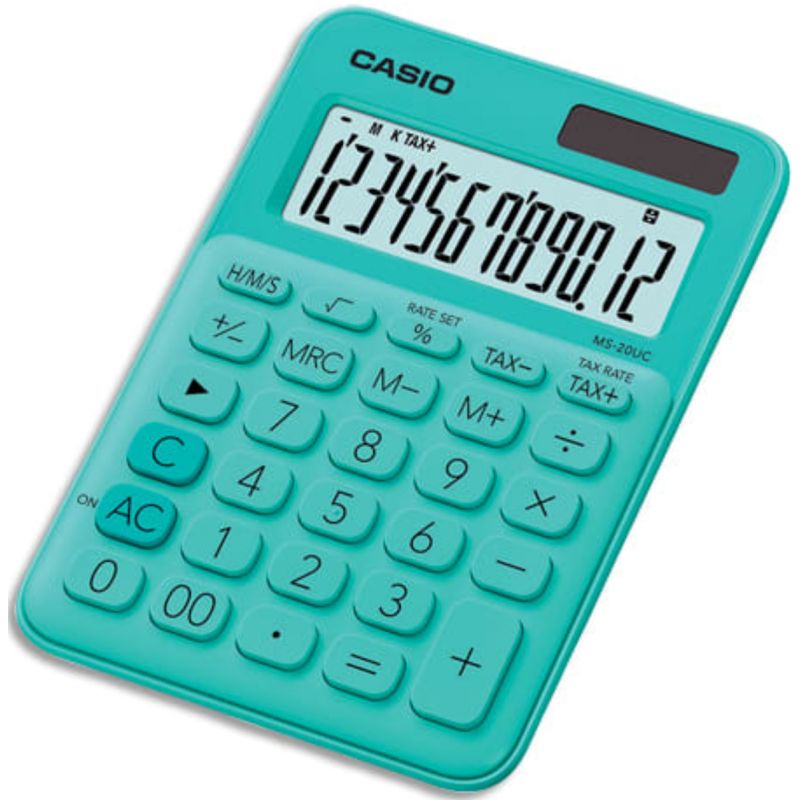 CASIO Calculatrice de bureau 12 chiffres Verte MS-20UC-GN-S-EC CASIO Calculatrice de bureau 12 chiffres Verte MS-20UC-GN-S-EC