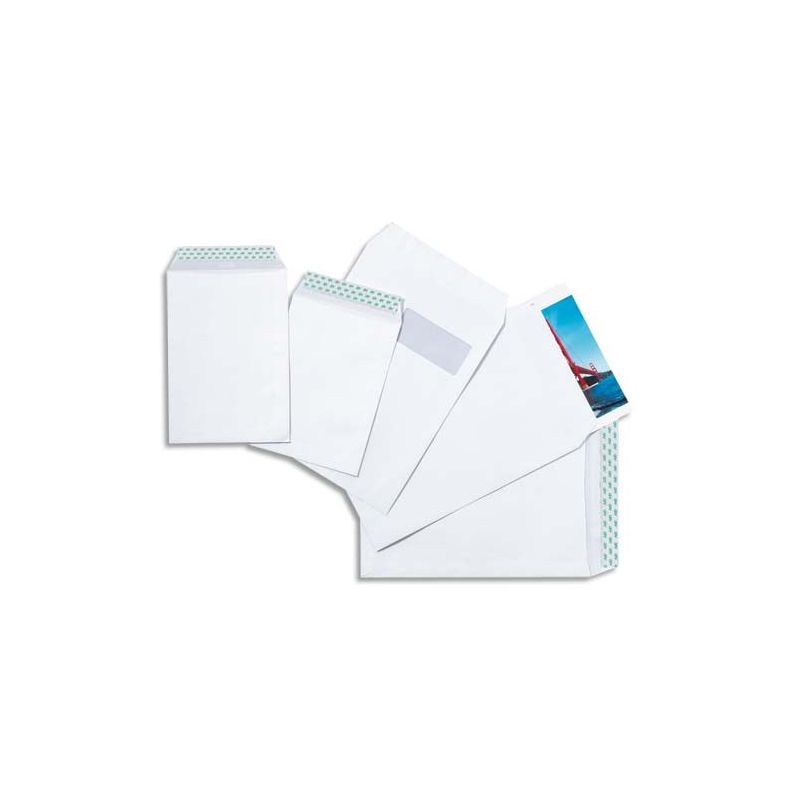 Boîte de 250 pochettes velin Blanc 90g C4 229x324 mm auto-adhésives Boîte de 250 pochettes velin Blanc 90g C4 229x324 mm auto-adhésives