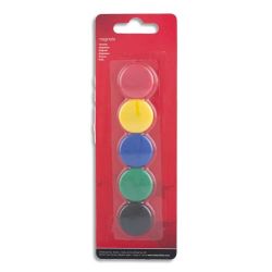 Boîte de 5 aimants 27 mm ronds assortis
