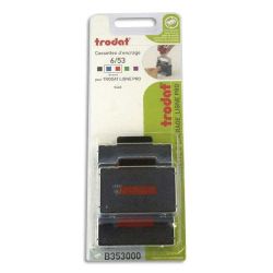 TRODAT Blister 3 recharges pour appareils 5203/5253/5440 Bicolore Bleu et Rouge