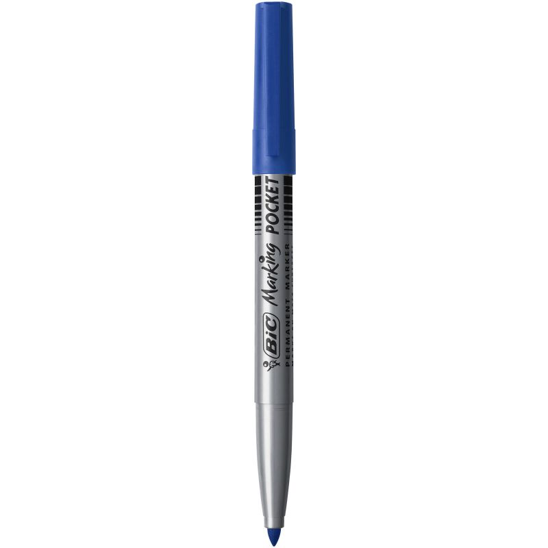 BIC Marqueur permanent pointe fine ogive Encre à base d'alcool Bleue BIC Marqueur permanent pointe fine ogive Encre à base d'alcool Bleue