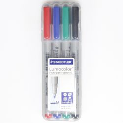 STAEDTLER LUMOCOLOR Pochette de 4 feutres pointe moyenne encre soluble coloris assortis