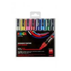 UNI POSCA Pochette 8 marqueurs peinture à eau encre pigmentation assortie pointe moyenne