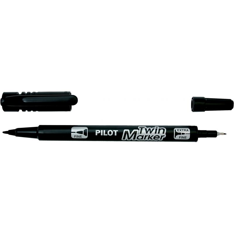 PILOT TWIN MARKER Marqueur double pointe ogive fine et moyenne encre indélébile Noire PILOT TWIN MARKER Marqueur double pointe ogive fine et moyenne encre indélébile Noire