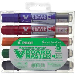 PILOT Set de 5 marqueurs effaçable à sec V Board Master pointe ogive