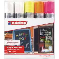 EDDING 4095 pochette de 5 Marqueurs craie liquide pointe biseautée Encre assorties