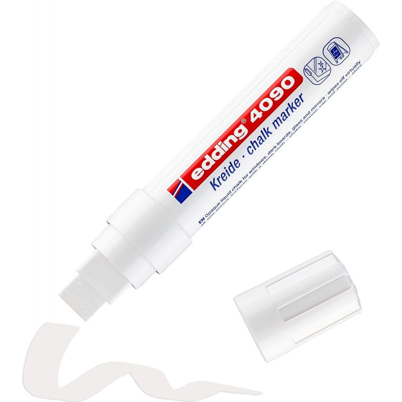 EDDING 4090 Marqueur craie liquide pointe biseautée Encre Blanche EDDING 4090 Marqueur craie liquide pointe biseautée Encre Blanche