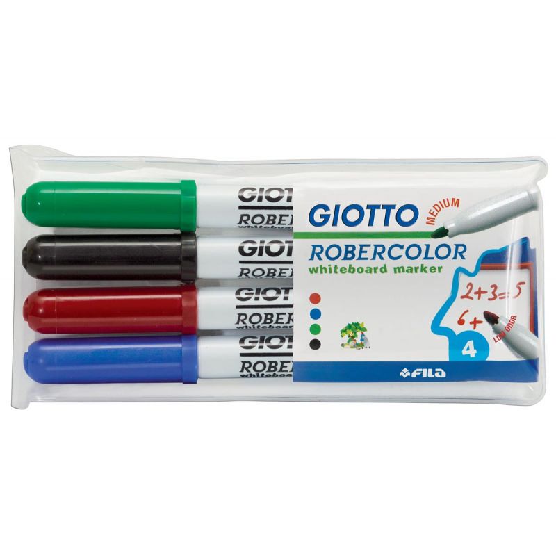 GIOTTO Pochette de 4 feutres effaçable à sec pointe ogive moyenne Coloris assortis GIOTTO Pochette de 4 feutres effaçable à sec pointe ogive moyenne Coloris assortis