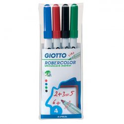 GIOTTO Pochette de 4 feutres effaçable à sec pointe ogive fine Coloris assortis