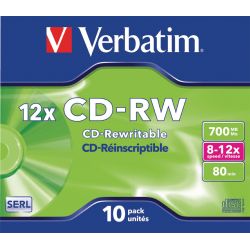 VERBATIM Boîte de 10 CD-RW 80mn high speed