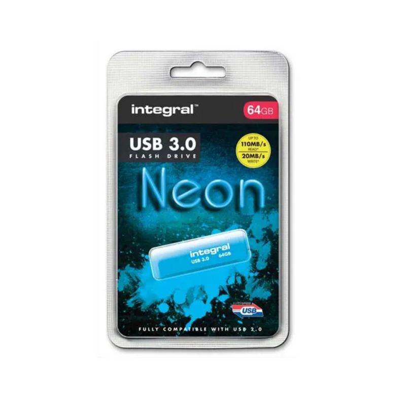 INTEGRAL Clé USB 3.0 Neon 64Go Bleue INTEGRAL Clé USB 3.0 Neon 64Go Bleue
