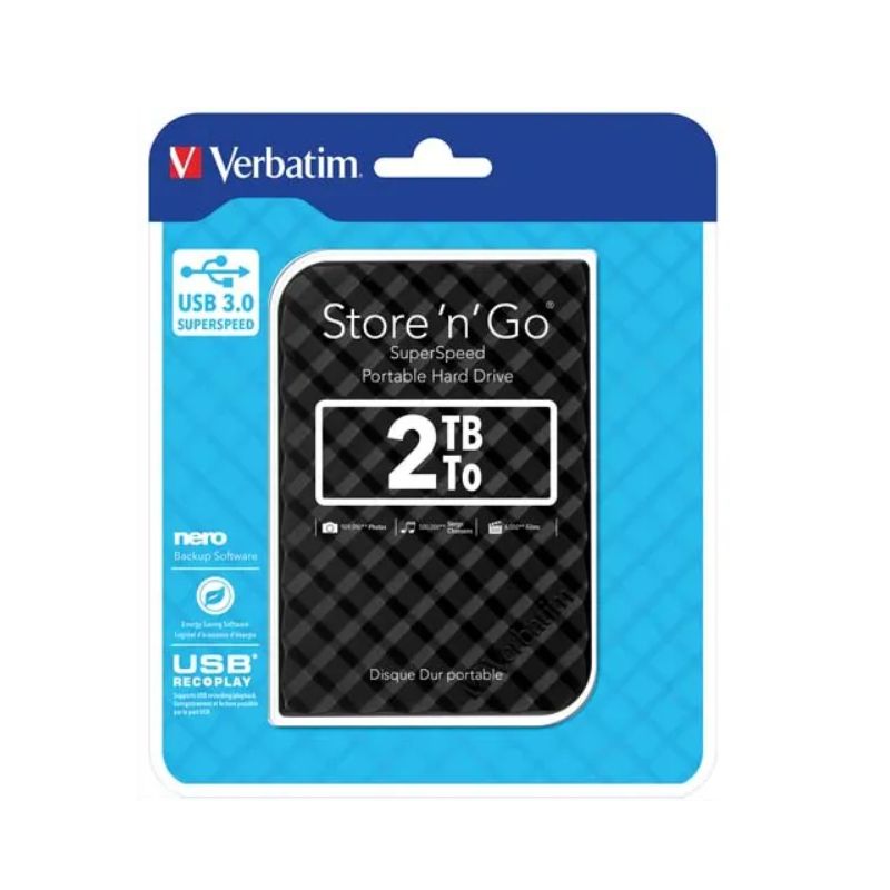 VERBATIM Disque dur 2,5 USB 3.0 Store'N'Go Style 2To Noir VERBATIM Disque dur 2,5 USB 3.0 Store'N'Go Style 2To Noir