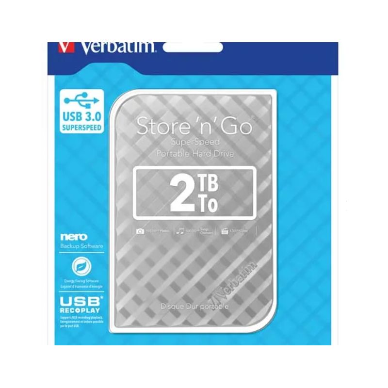 VERBATIM Disque dur 2,5 USB 3.0 Store'N'Go Style 2To Gris VERBATIM Disque dur 2,5 USB 3.0 Store'N'Go Style 2To Gris