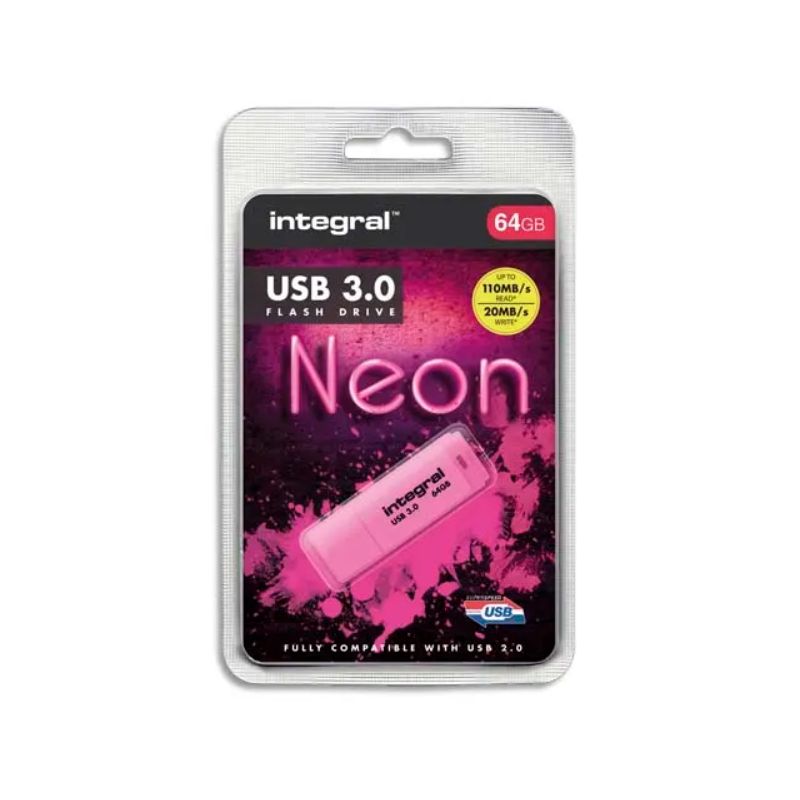 INTEGRAL Clé USB 3.0 Neon 64Go Rose INTEGRAL Clé USB 3.0 Neon 64Go Rose