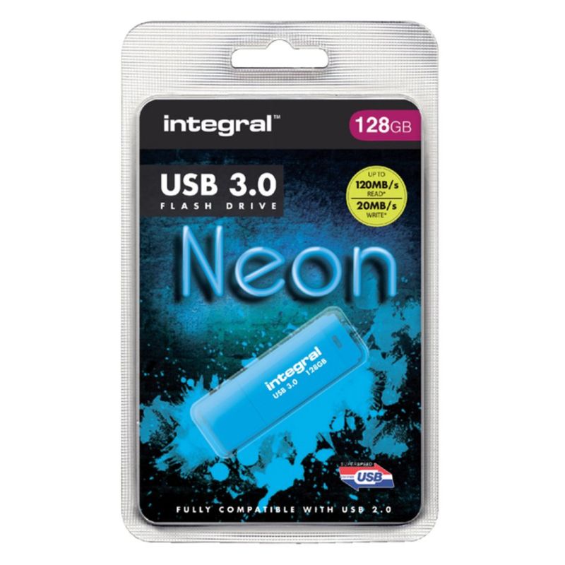 INTEGRAL Clé USB 3.0 Neon 128Go Bleue INTEGRAL Clé USB 3.0 Neon 128Go Bleue