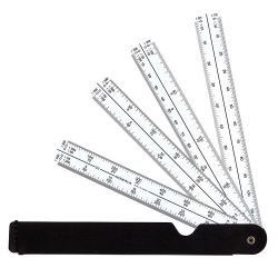 MINERVA Règle en éventail comportant 4 reglettes de couleur Blanche en pvc