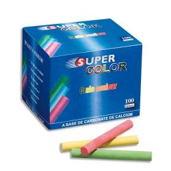 WONDAY Boîte de 100 Craies anti-poussière coloris assortis